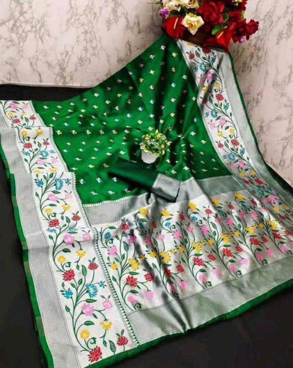 YNF PAITHANI SILK RIN179 774 SILK SAREES WHOLESALE BANARASI SILK PATHANI ZARI BORDER SILK SAREES MANUFACTURER- Kapda Export