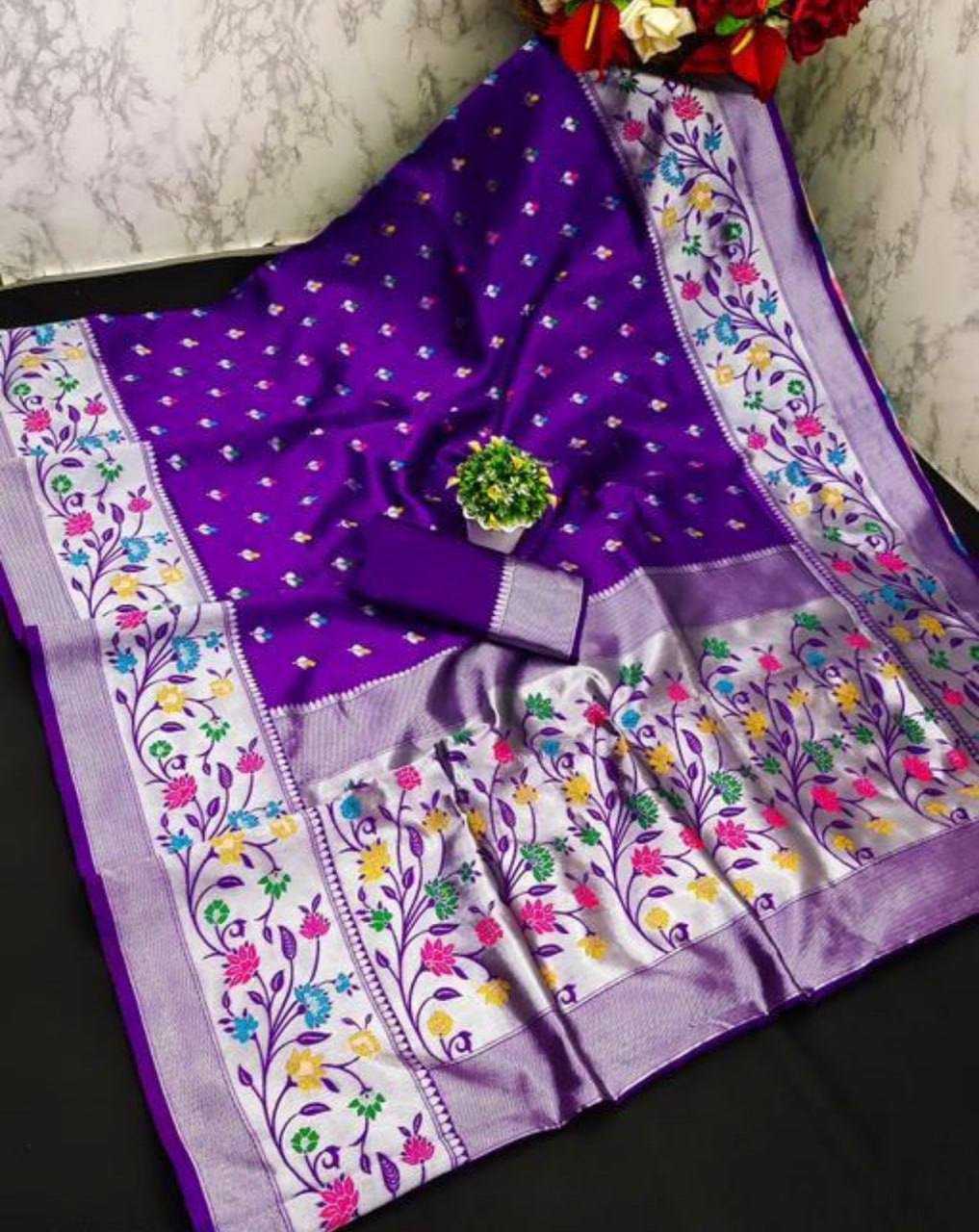 YNF PAITHANI SILK RIN179 774 SILK SAREES WHOLESALE BANARASI SILK PATHANI ZARI BORDER SILK SAREES MANUFACTURER- Kapda Export