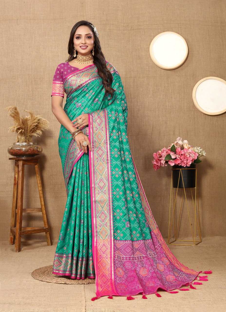 YNF PATOLA SILK RIN150 Patola SILK SAREES WHOLESALE PATOLA ZARI BORDER PRINTED SILK SAREES MANUFACTURER- Kapda Export