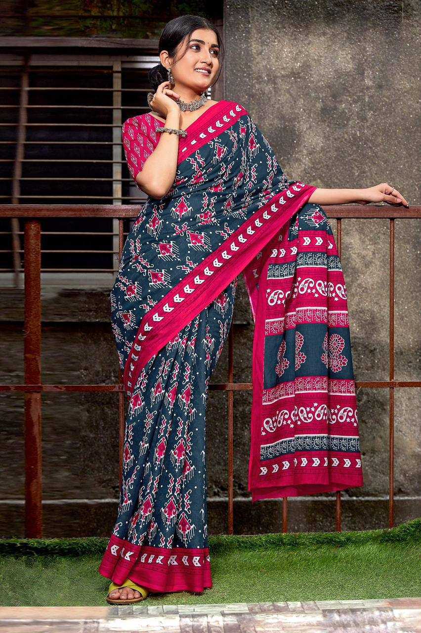 YNF PURE COTTON KESH244  IKKAT FUNDA SAREES WHOLESALE BLOCK PRINTED COTTON LADIES OFFICE WEAR SAREES MANUFACTURER- Kapda Export