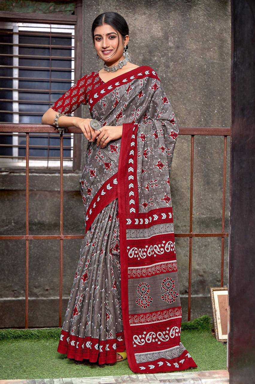 YNF PURE COTTON KESH244  IKKAT FUNDA SAREES WHOLESALE BLOCK PRINTED COTTON LADIES OFFICE WEAR SAREES MANUFACTURER- Kapda Export