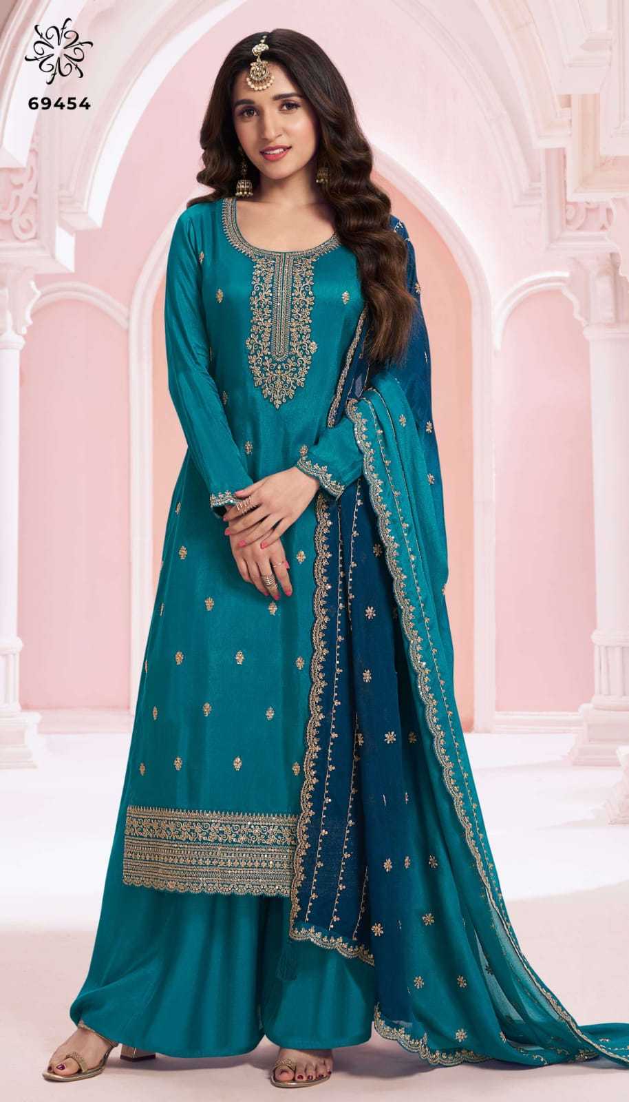 YNF SILK KESH235 SUHAAG SUITS & DRESSES WHOLESALE PALAZZO EMBROIDERY WEDDING SUITS MANUFACTURE- Kapda Export