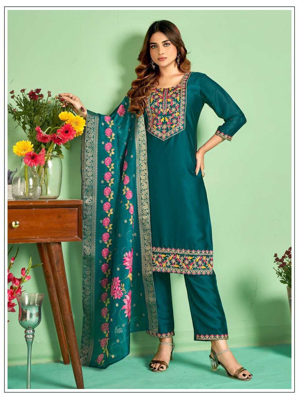 YNF SILK KESH246 JASMIN SUITS & DRESSES WHOLESALE EMBROIDEREY WEDDING SILK LONG KURTI SUITS MANUFACTURE- Kapda Export