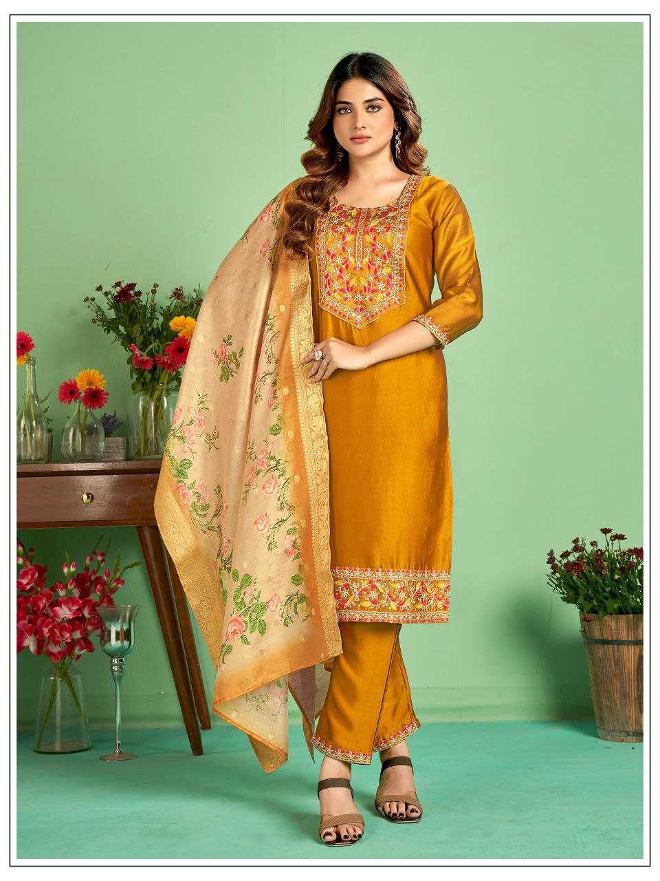 YNF SILK KESH246 JASMIN SUITS & DRESSES WHOLESALE EMBROIDEREY WEDDING SILK LONG KURTI SUITS MANUFACTURE- Kapda Export