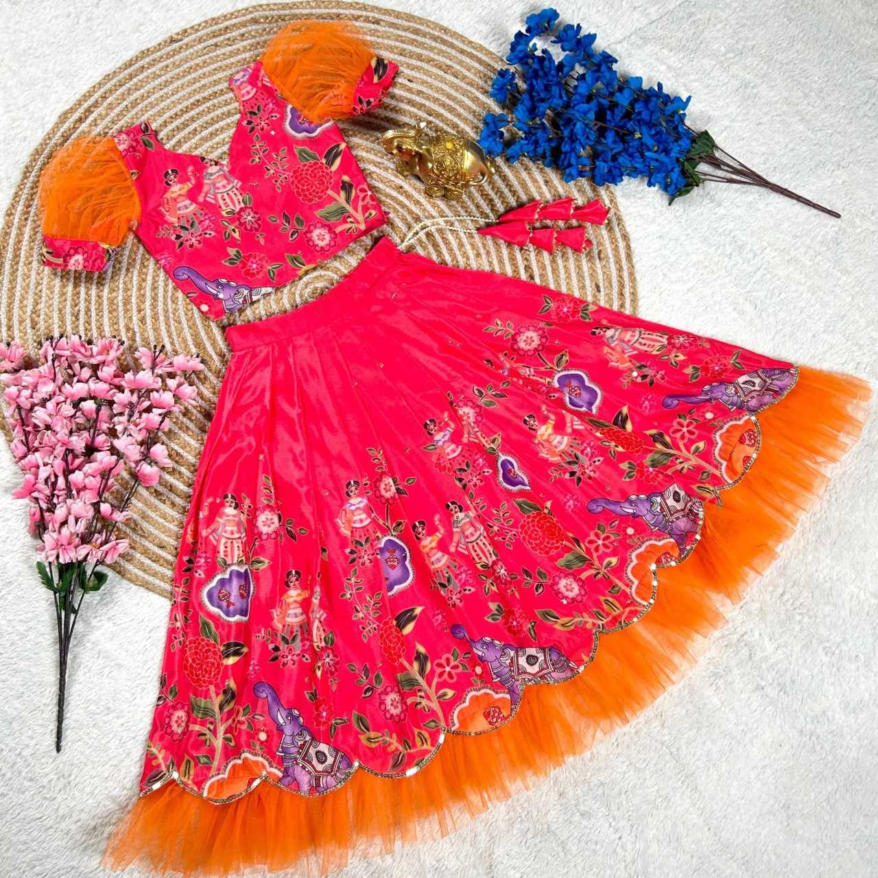 YNF SOFT CHINON KESH109 160 WHOLESALE KIDS LEHENGA TRADITIONAL ETHNIC LEHENGA KIDS FESTIVEL LEHANGA MANUFACTURER- Kapda Export