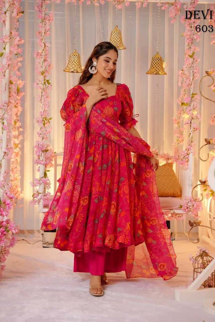 YNF TABBY SILK RIN131 DEVI V~6 GOWNS WHOLESALE PRINTED FANCY ANARAKLI SILK GOWNS MANUFACTURER- Kapda Export