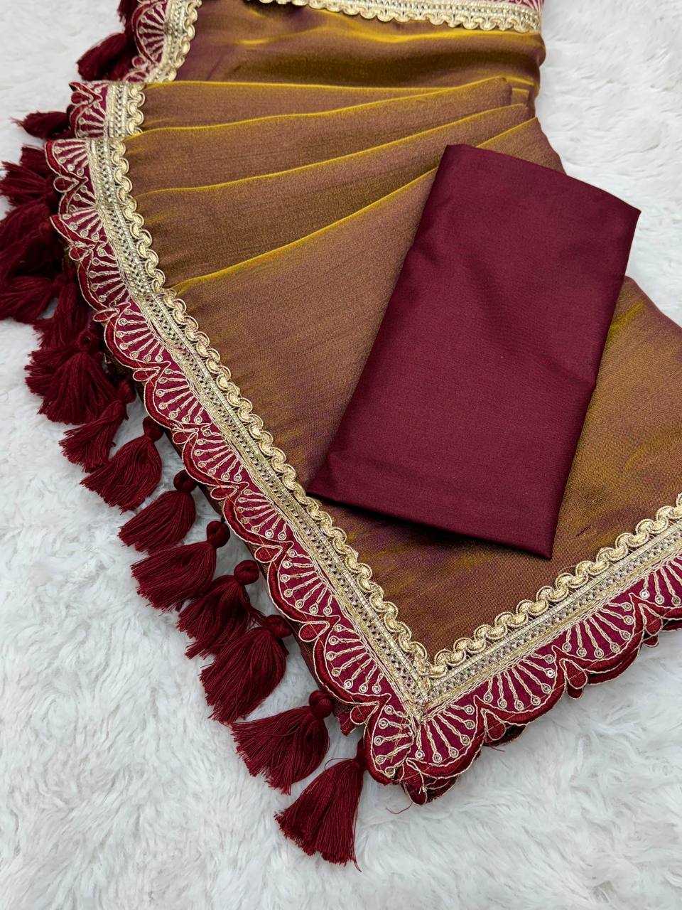 YNF TISSUE SILK KESH162 VRT105 SAREES WHOLESALE PLAIN TISSUE SILK  LACE BORDER  SAREES MANUFACTURER- Kapda Export