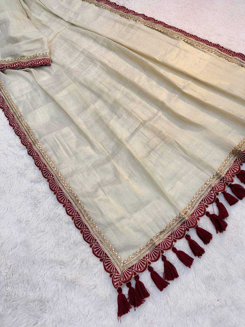 YNF TISSUE SILK KESH162 VRT105 SAREES WHOLESALE PLAIN TISSUE SILK  LACE BORDER  SAREES MANUFACTURER- Kapda Export