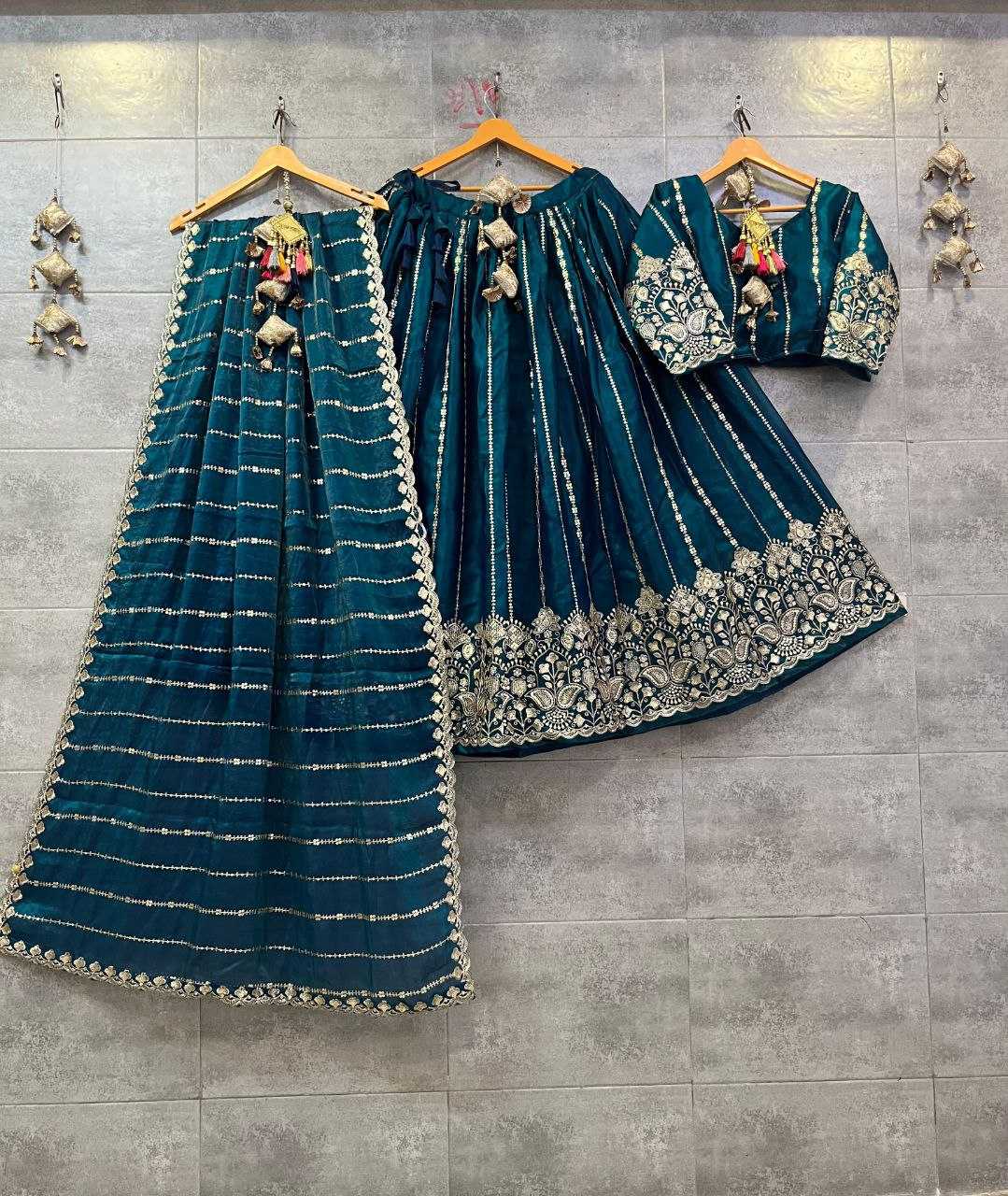 YNF TISSUE SILK KESH179 AHB105 LEHENGAS WHOLESALE DESIGNER SILK WEDDING SEQUNIS LEHENGAS MANUFACTURER- Kapda Export