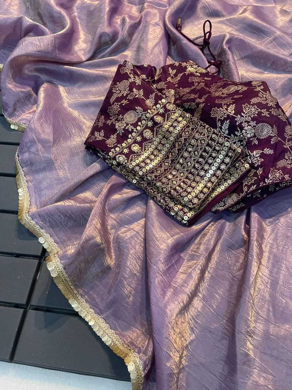 YNF TISSUE SILK KESH195 KRF31 SAREES WHOLESALE LACE BORDER PARTY WEAR PLAIN TISSUE SILK SAREES MANUFACTURER- Kapda Export