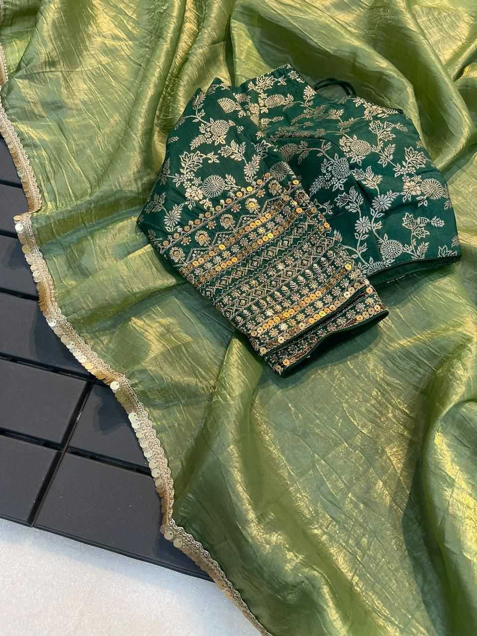 YNF TISSUE SILK KESH195 KRF31 SAREES WHOLESALE LACE BORDER PARTY WEAR PLAIN TISSUE SILK SAREES MANUFACTURER- Kapda Export