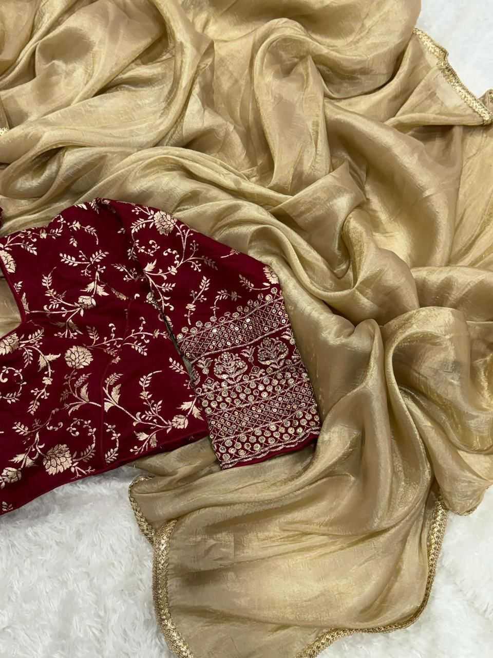 YNF TISSUE SILK KESH195 KRF32 SAREES WHOLESALE PARTY WEAR TISSUE SILK LACE BORDER SAREES MANUFACTURER- Kapda Export