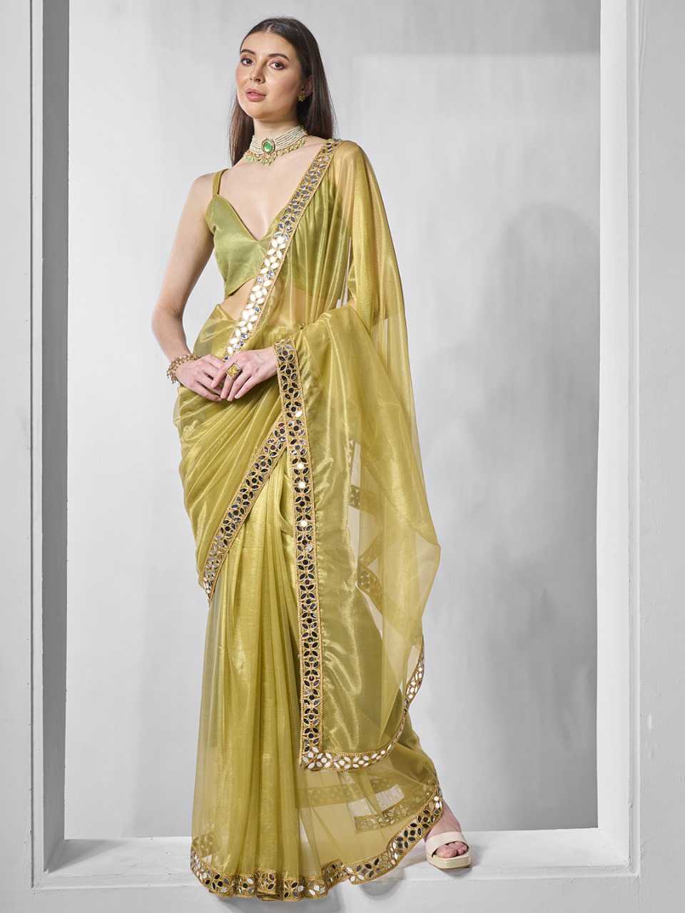 YNF TISSUE SILK KESH235 TISSUE SAREES WHOLESALE PARTY WEAR NET TISSUE SILK PAIN SAREES MANUFACTURER- Kapda Export