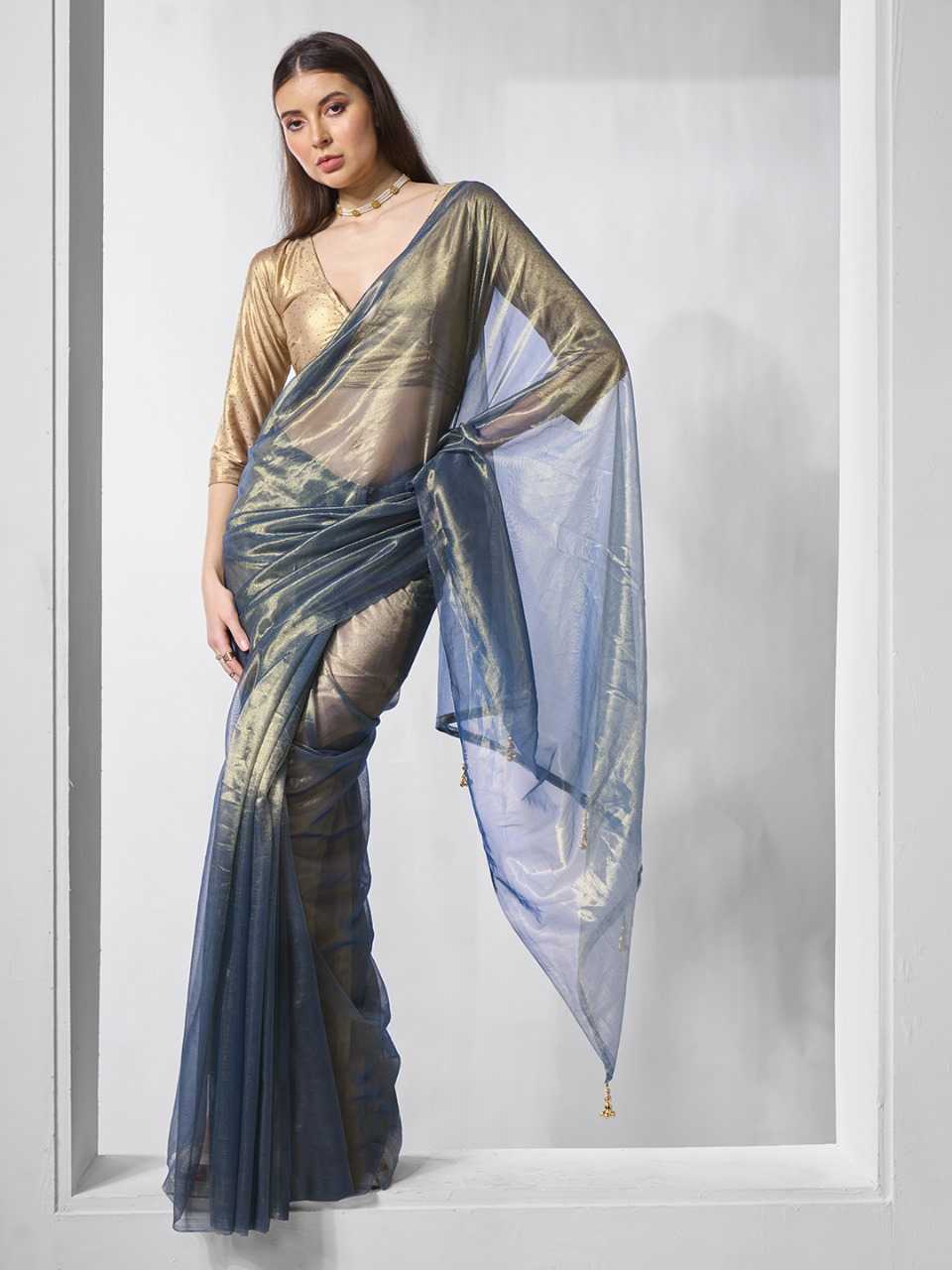 YNF TISSUE SILK KESH235 TISSUE SAREES WHOLESALE PARTY WEAR NET TISSUE SILK PAIN SAREES MANUFACTURER- Kapda Export