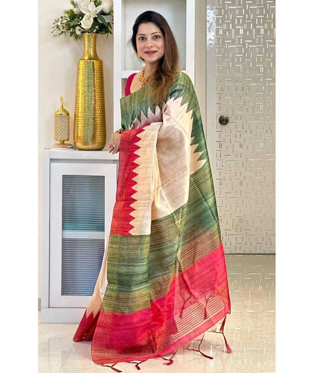 YNF TUSSAR SILK RIN149 MKD157 SILK SAREES WHOLESALE DOLA SILK ZARI BORDER SILK TUSSAR SILK SAREES MANUFACTURER- Kapda Export