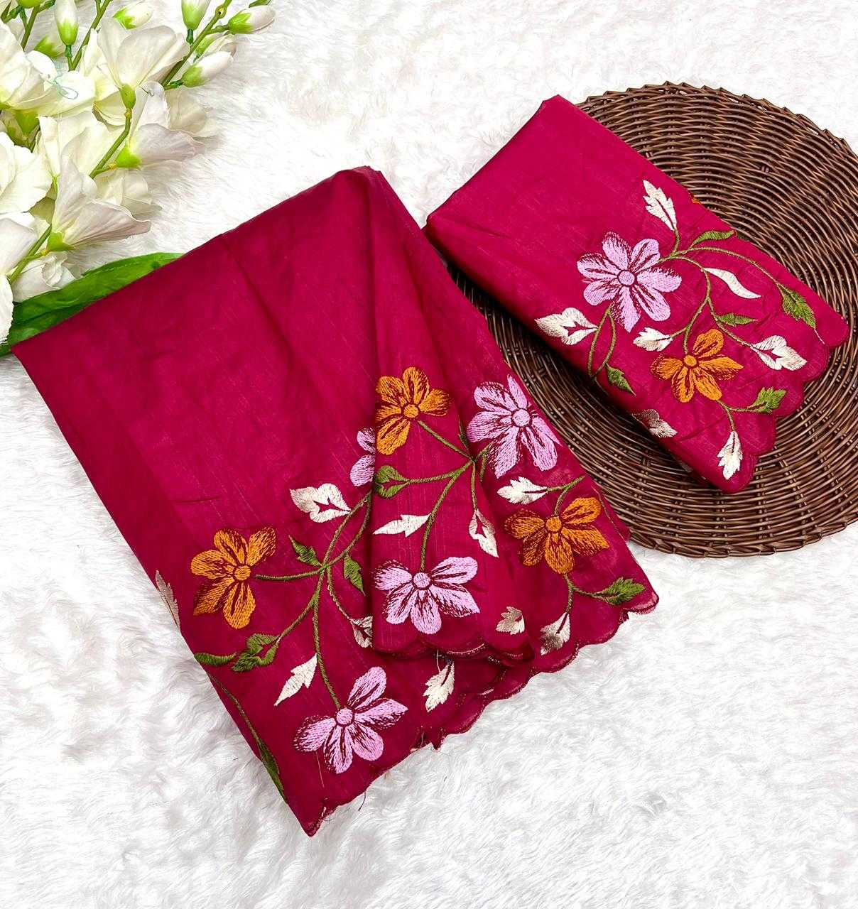 YNF TUSSAR SILK RIN199 SMH23 SAREES WHOLESALE EMBROIDERED CUT WORK SILK TUSSAR SAREES MANUFACTURER- Kapda Export