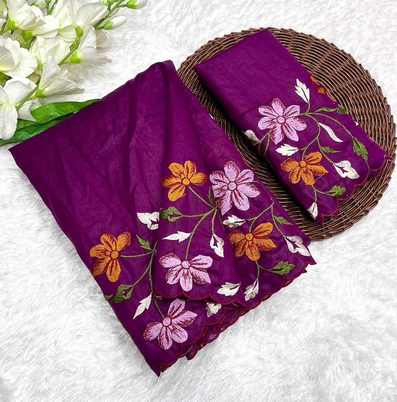 YNF TUSSAR SILK RIN199 SMH23 SAREES WHOLESALE EMBROIDERED CUT WORK SILK TUSSAR SAREES MANUFACTURER- Kapda Export