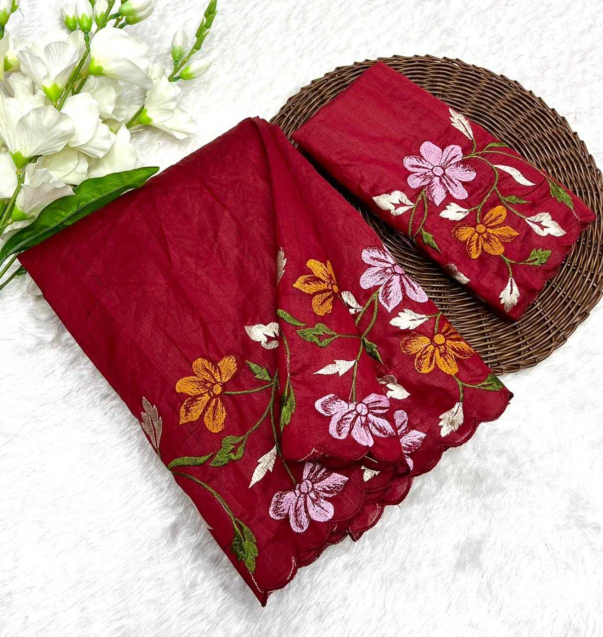 YNF TUSSAR SILK RIN199 SMH23 SAREES WHOLESALE EMBROIDERED CUT WORK SILK TUSSAR SAREES MANUFACTURER- Kapda Export