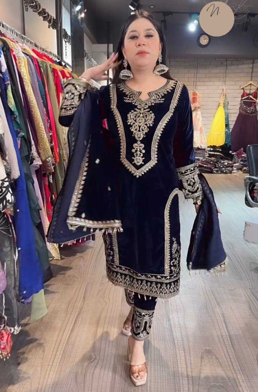 YNF VELVET KESH141 1072 SUITS & DRESSES WHOLESALE PARTY WEAR PAKISTANI EMBROIDERY VELVET EID COLLECTIONS SUITS MANUFACTURE- Kapda Export