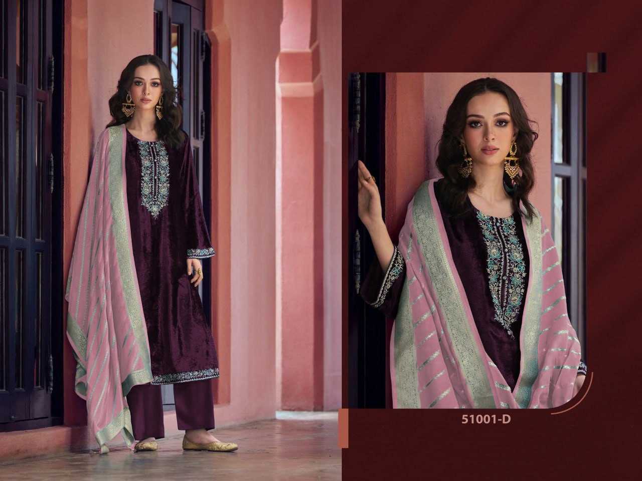 YNF VELVET RIN131 51001 SUITS & DRESSES WHOLESALE SEMI STITCHED EMBROIDERED WEDDING SUITS MANUFACTURER- Kapda Export