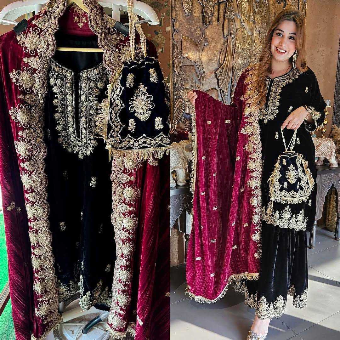 YNF VELVET RIN169 5778 SUITS & DRESSES WHOLESALE EMBROIDEREY WEDDING SHARARA SALWAR VELVET SUITS MANUFACTURE- Kapda Export