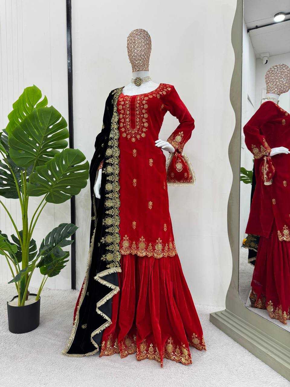 YNF VELVET RIN169 5778 SUITS & DRESSES WHOLESALE EMBROIDEREY WEDDING SHARARA SALWAR VELVET SUITS MANUFACTURE- Kapda Export