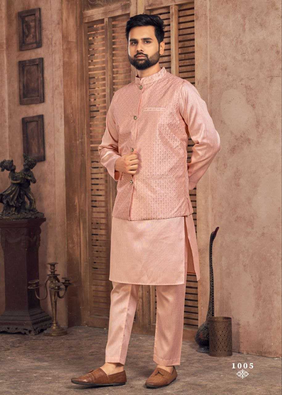 Ynf Banglori Silk KESH246 MANYAVAR V-2 Mens Wear Wholesale Silk Kurta Embroidered Kurta Pajama Men Designer Shirt Manufacturer- Kapda Export