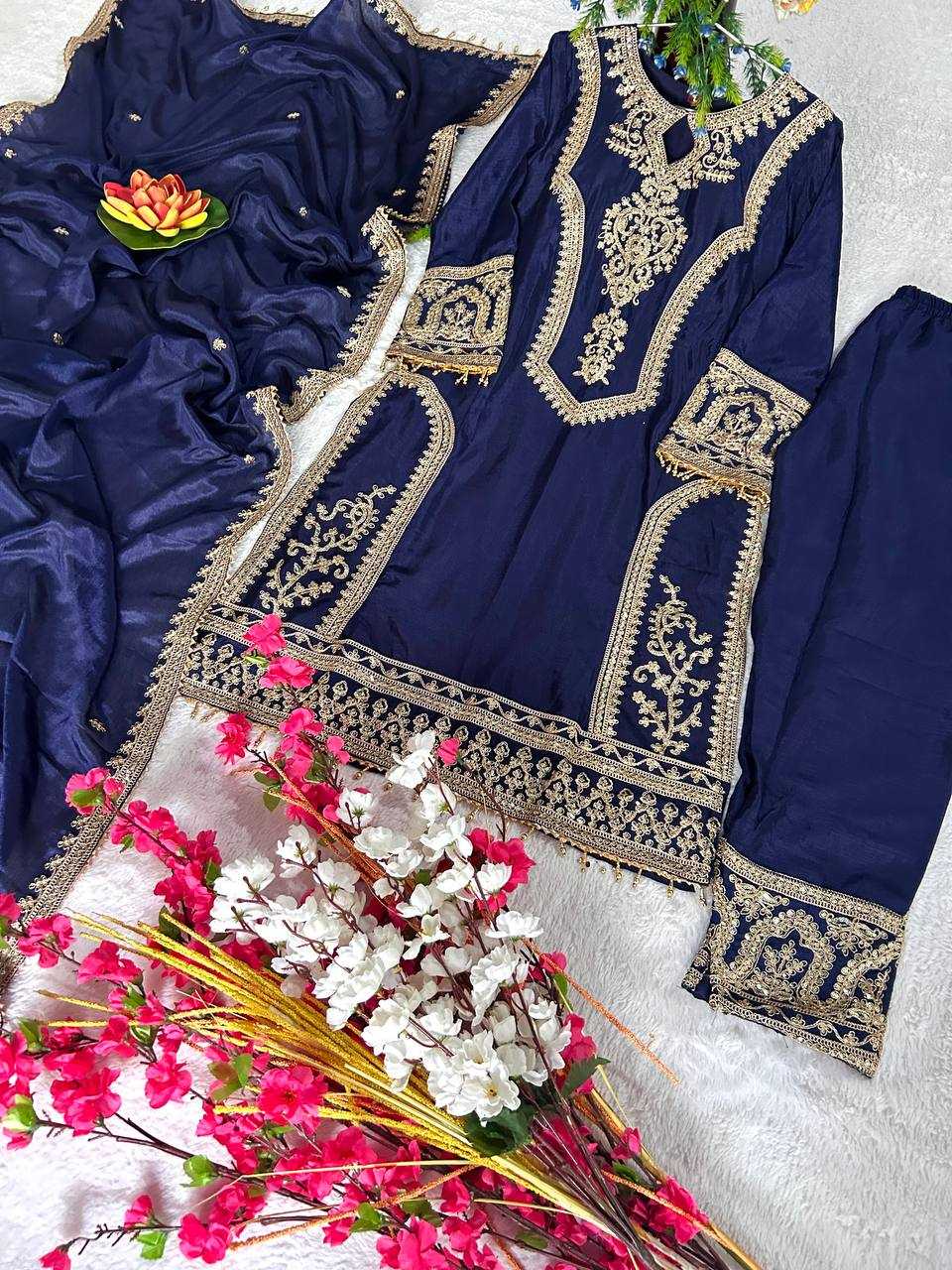 YNF CHINON SILK KESH399 3106 SUITS & DRESSES WHOLESALE SILK  EMBROIDERY DESIGNER SUITS MANUFACTURER- Kapda Export