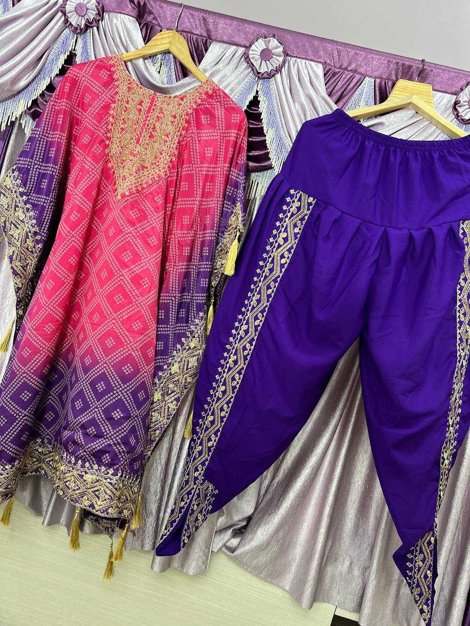 YNF CHINON SILK KESH399 3129 KURTI WHOLESALE SILK EMBROIDERED KAFTAN KURTI WITH DHOTI MANUFACTURER- Kapda Export