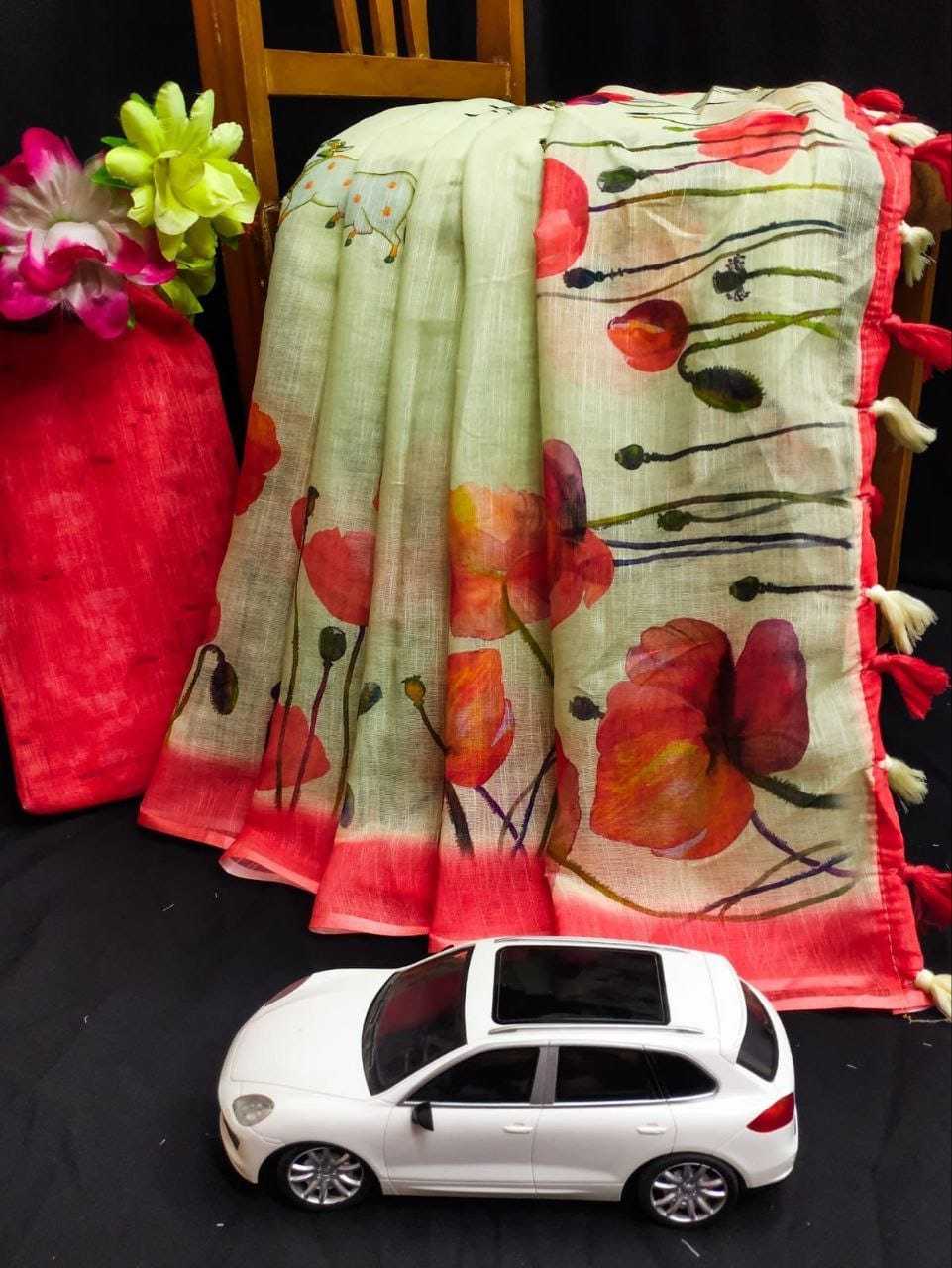 YNF LINEN KESH223 348 SAREE WHOLESALE LINEN PRINTED FANCY SAREE MANUFACTURER- Kapda Export