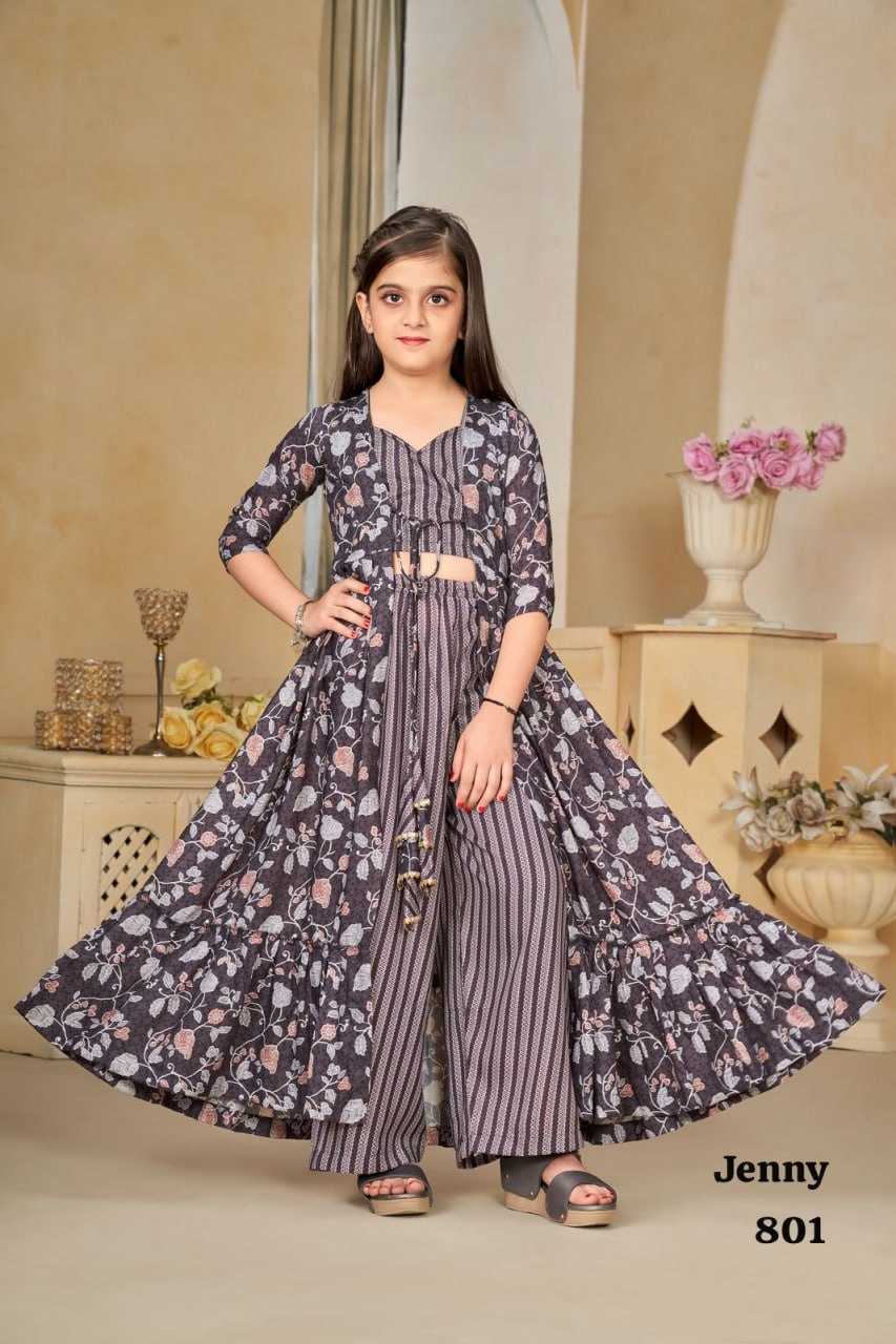 YNF MASLIN SILK RIN131 801 KIDS WEAR WHOLESALE SILK INDO WESTERN PARTY WEAR ETHNIC MANUFACTURER- Kapda Export