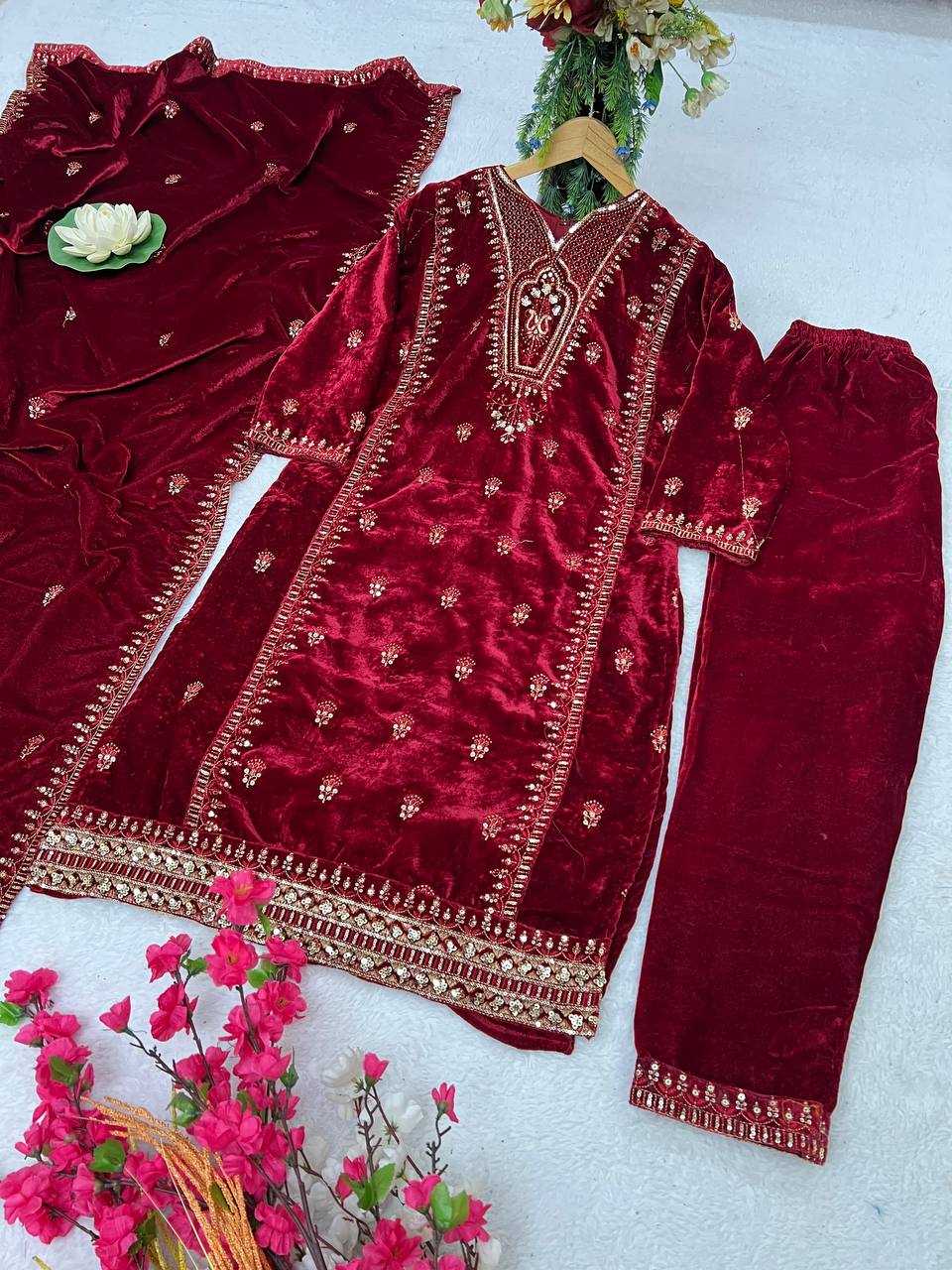 YNF VELVET KESH399 3132 SUITS & DRESSES WHOLESALE HIGH-LOW WEDDING EID SUITS MANUFACTURER- Kapda Export