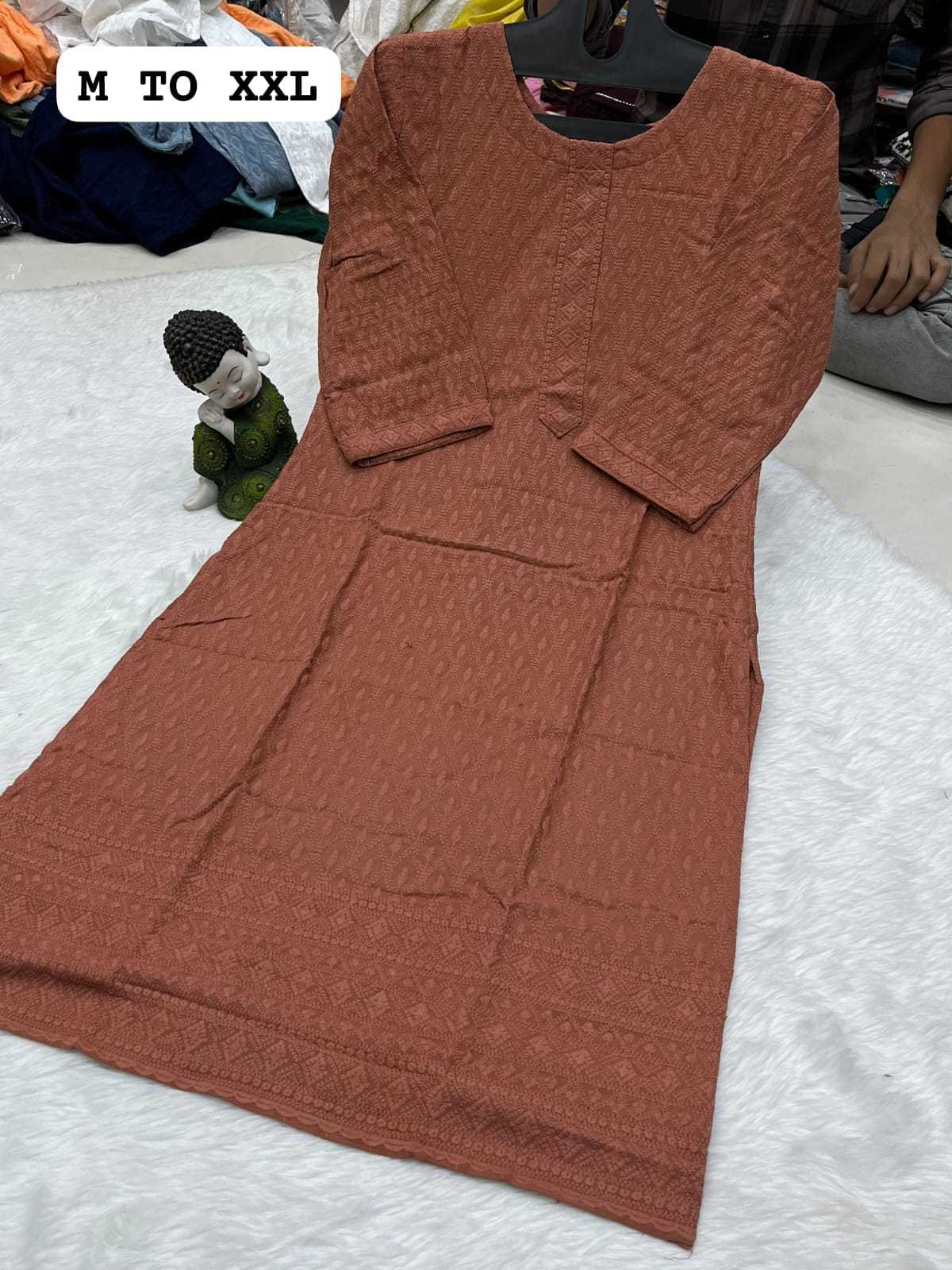 Ynf Viscose Rayon KESH258 VDA178 Kurti Wholesale Festive Kurtis Rayon Kurtis Chikan Kurti Manufacturer- Kapda Export