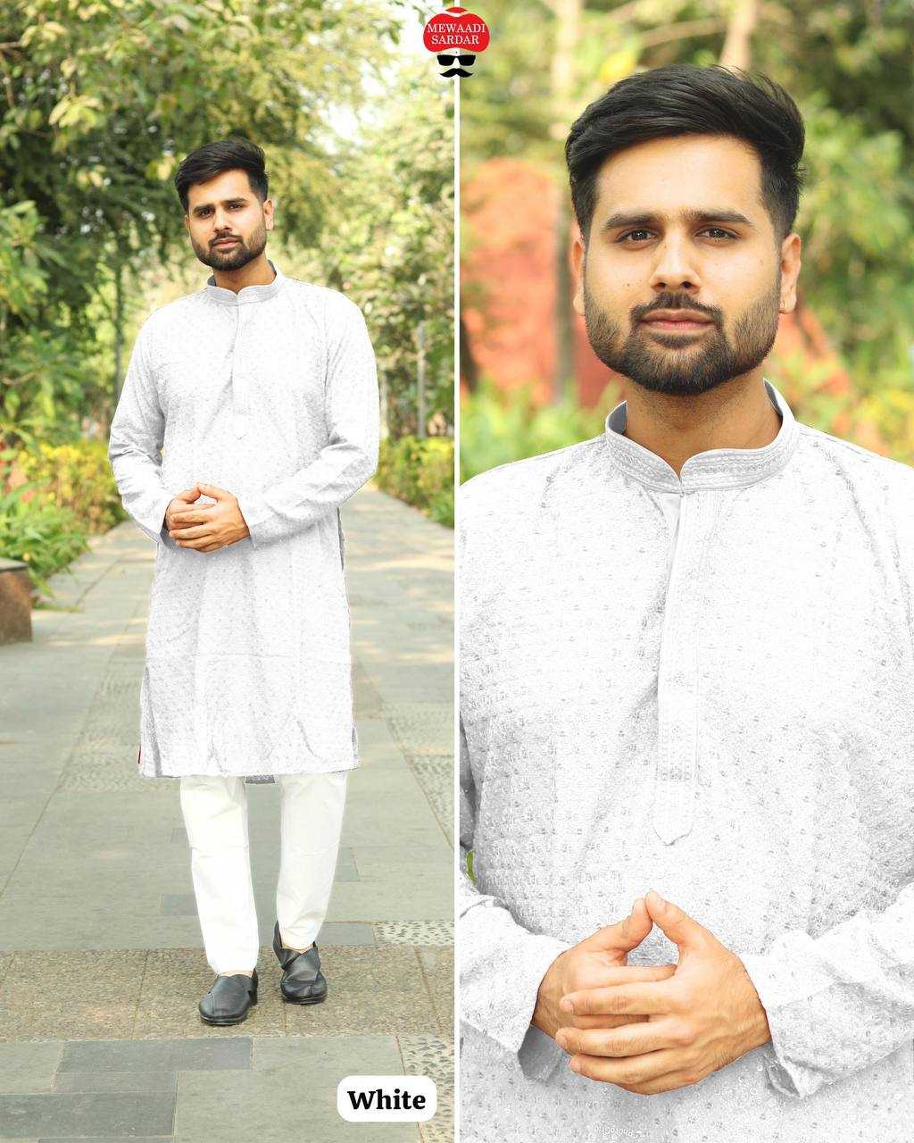Ynf Chikan RIN125 INL04 Mens Wear Diwali Collections Festive Collections Wholesale Mens Kurtas Mens Kurta Pyjama Men Chikan Kurta Manufacturer- Kapda Export