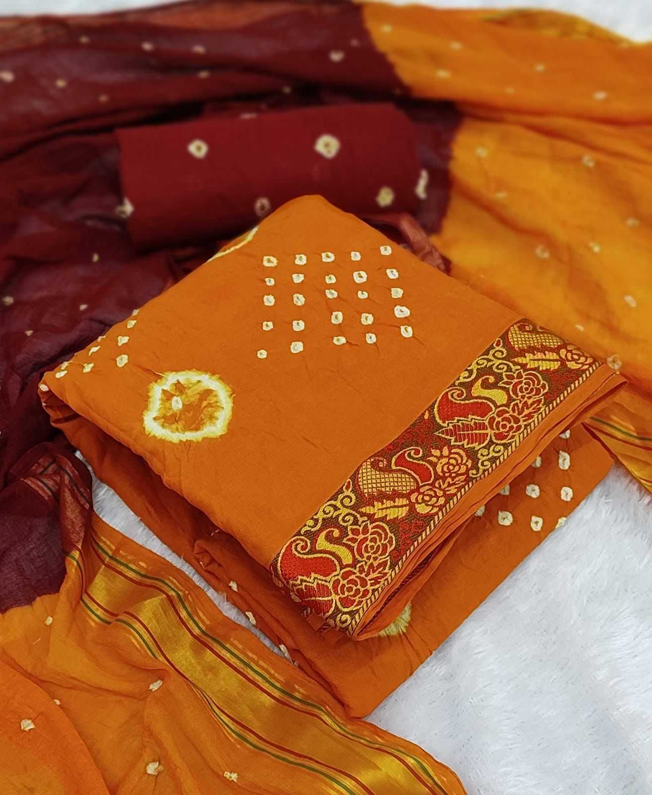 Ynf Cotton Bandhni KESH197 MUMTAZ Sarees Rakhi Collections Onam Sarees Wholesale Jacquard Saree Cotton Sarees Bandhani Sarees Manufacturer- Kapda Export