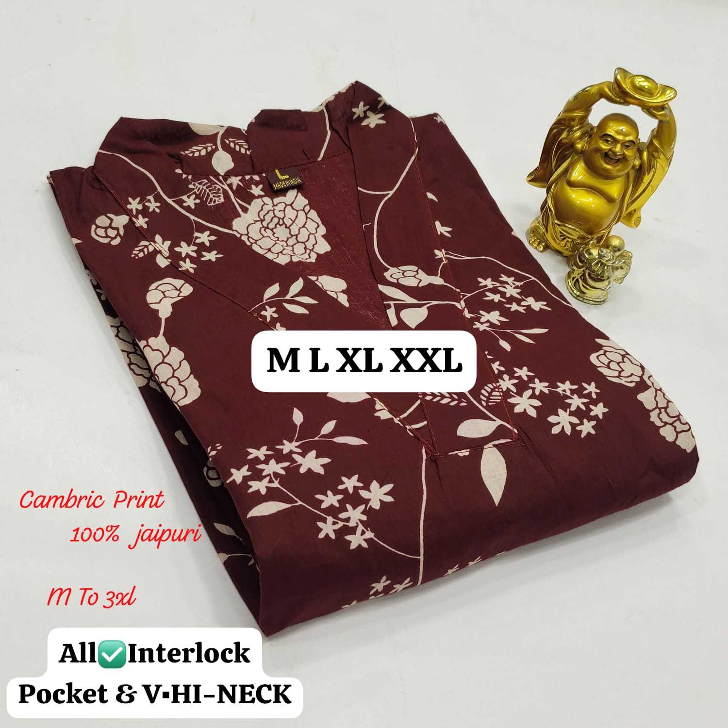 Ynf Cotton Cambric KESH418 Z 645 - 684 Kurti Wholesale Printed Kurtis V-Neck Kurtis Kurtis With Pockets Manufacturer- Kapda Export