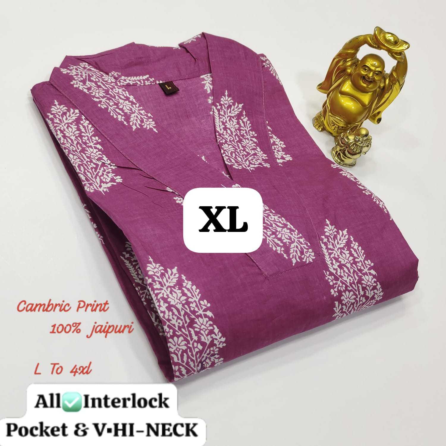 Ynf Cotton Cambric KESH418 Z 645 - 684 Kurti Wholesale Printed Kurtis V-Neck Kurtis Kurtis With Pockets Manufacturer- Kapda Export