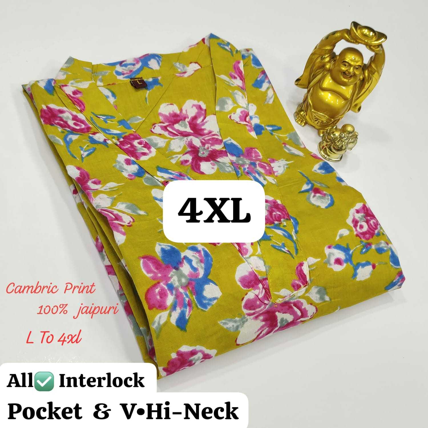 Ynf Cotton Cambric KESH418 Z 645 - 684 Kurti Wholesale Printed Kurtis V-Neck Kurtis Kurtis With Pockets Manufacturer- Kapda Export