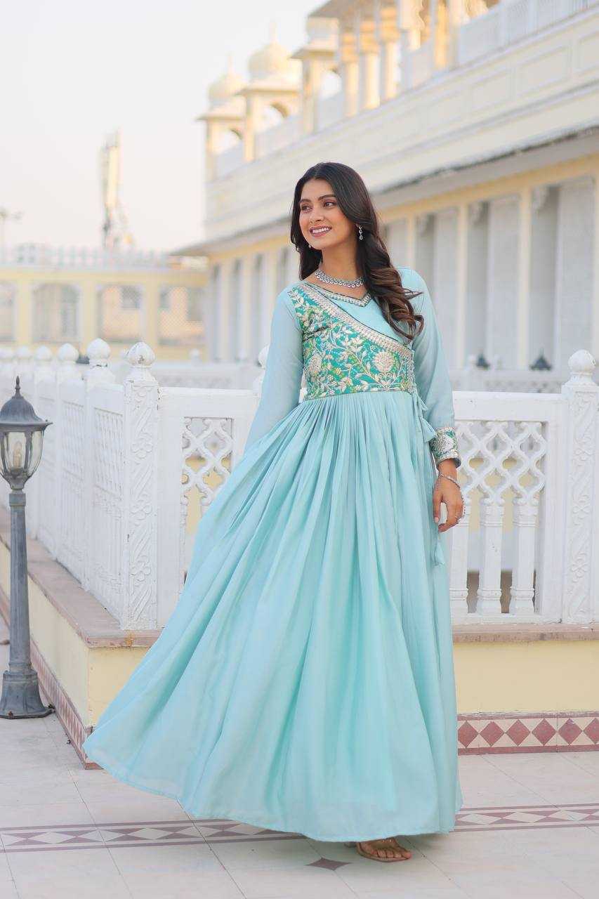 Ynf Pure Chiffon KESH126 076 Gowns Wholesale Fancy Gowns Long Gowns Chiffon Gowns Manufacturer- Kapda Export
