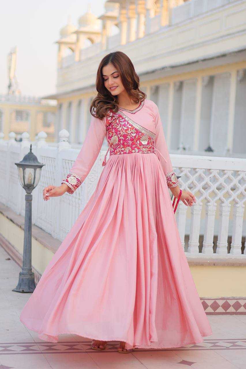 Ynf Pure Chiffon KESH126 076 Gowns Wholesale Fancy Gowns Long Gowns Chiffon Gowns Manufacturer- Kapda Export