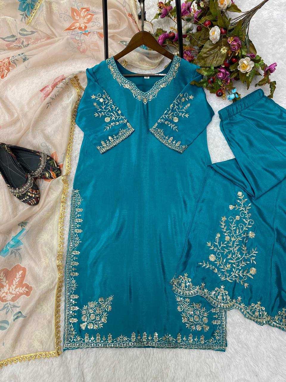 Ynf Chinon RIN141 1872 Suits & Dresses Wholesale Embroidery Suits Designer Suits Fit And Flare Dresses Manufacturer- Kapda Export