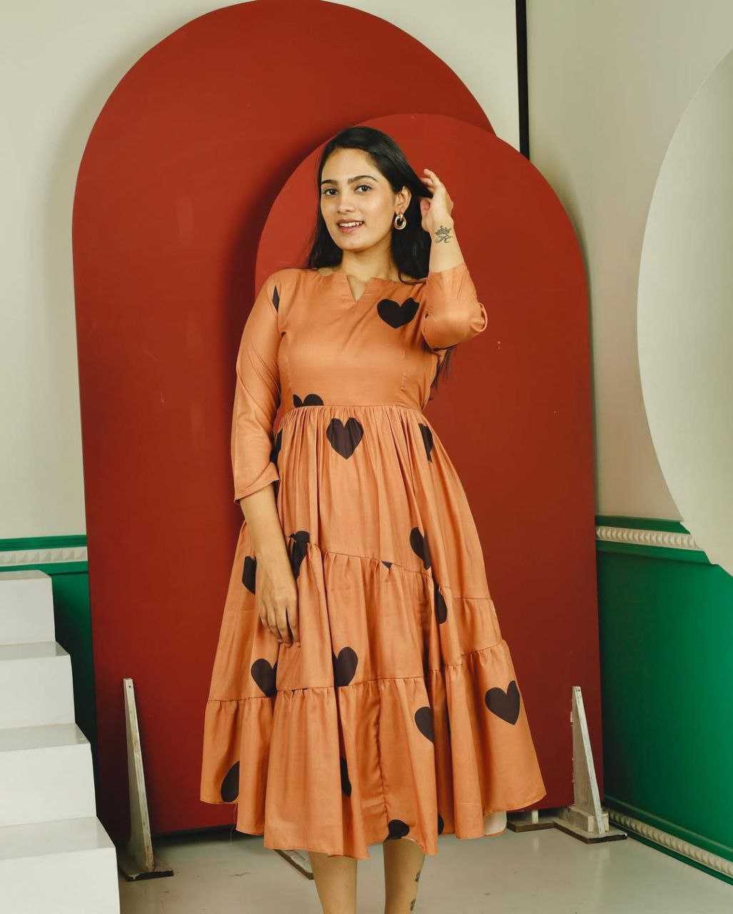 Ynf Cotton RIN218 1044 Kurti Western Wears Wholesale Flared Kurtis Indo-Western Kurtis Ruffle Kurtis Manufacturer- Kapda Export