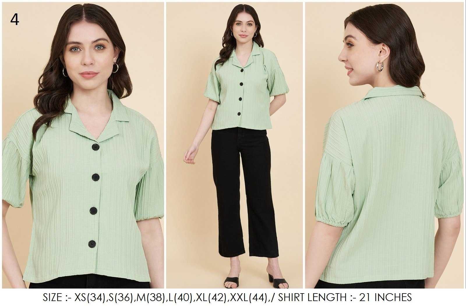 Ynf Heavy Summer Cool RIN188 Sugarcane Boxy shirt Kurti Western Wears Wholesale Tops Short Kurtis Collar Neck Kurtis Manufacturer- Kapda Export