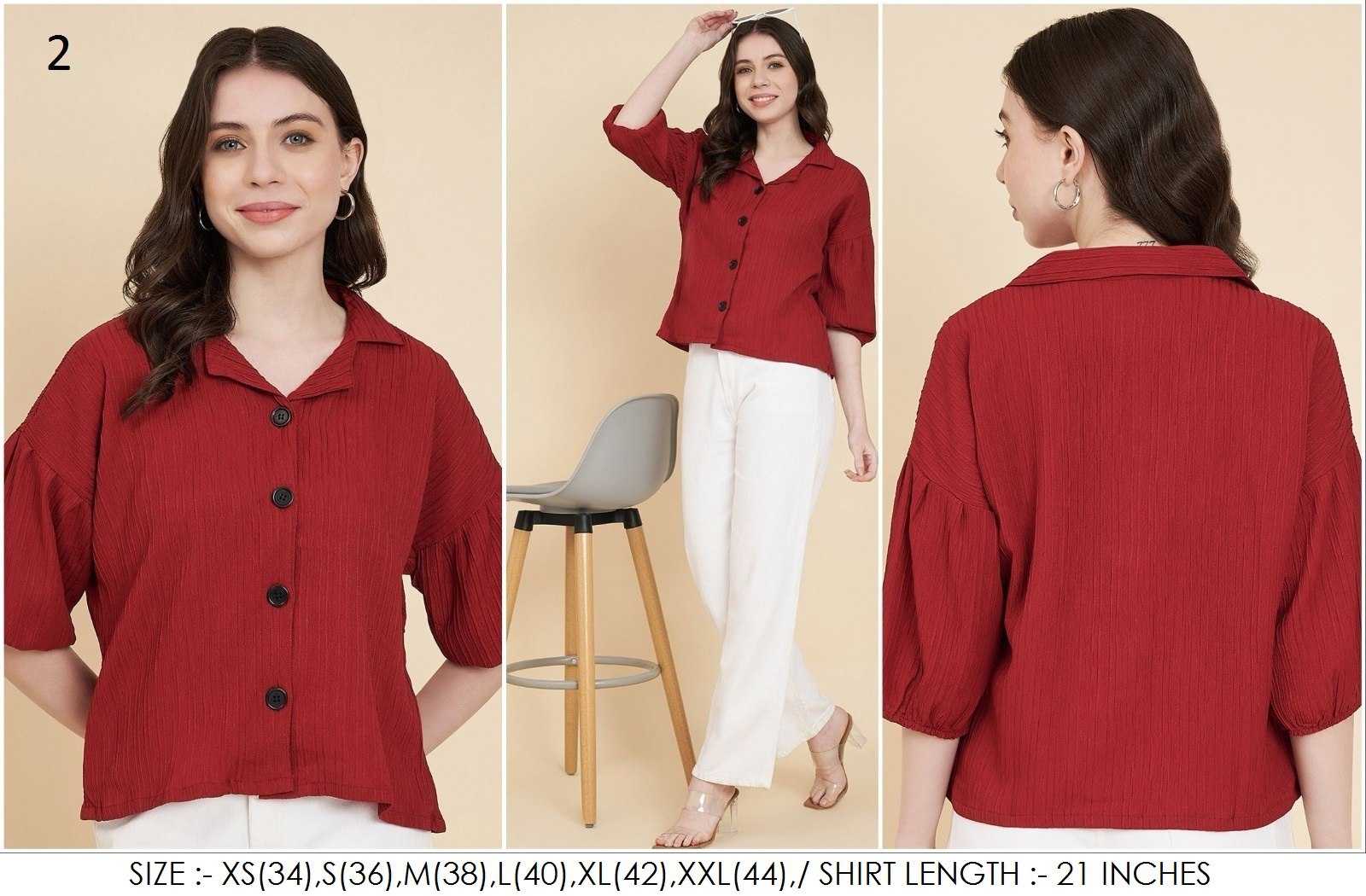 Ynf Heavy Summer Cool RIN188 Sugarcane Boxy shirt Kurti Western Wears Wholesale Tops Short Kurtis Collar Neck Kurtis Manufacturer- Kapda Export