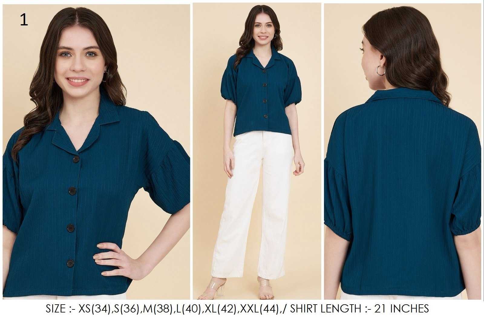 Ynf Heavy Summer Cool RIN188 Sugarcane Boxy shirt Kurti Western Wears Wholesale Tops Short Kurtis Collar Neck Kurtis Manufacturer- Kapda Export