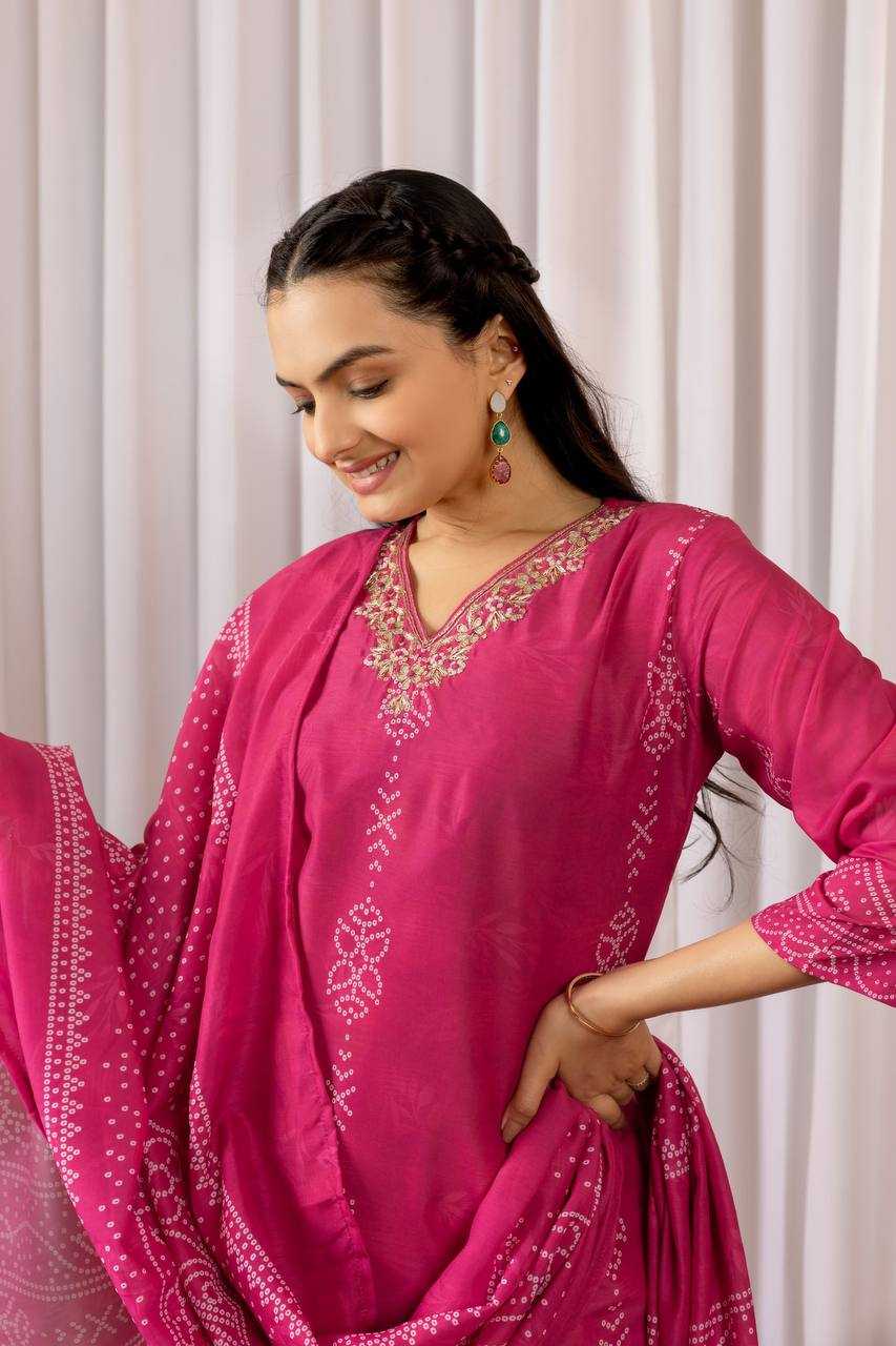 Ynf Muslin Silk RIN131 DT-022 BANDHANI Suits & Dresses Wholesale Alia Cut Suits Ladies Silk Suit Bandhani Suits Manufacturer- Kapda Export