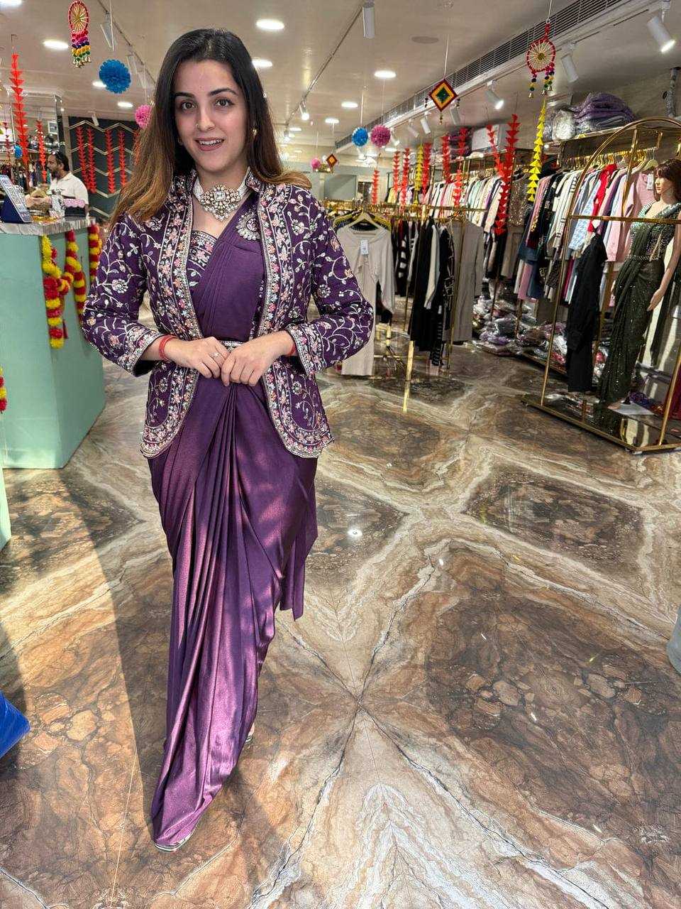 Ynf Rangoli Silk RIN215 1078 Sarees Wholesale Ready To Wear Sarees Party Wear Sarees Saree with Belt Manufacturer- Kapda Export