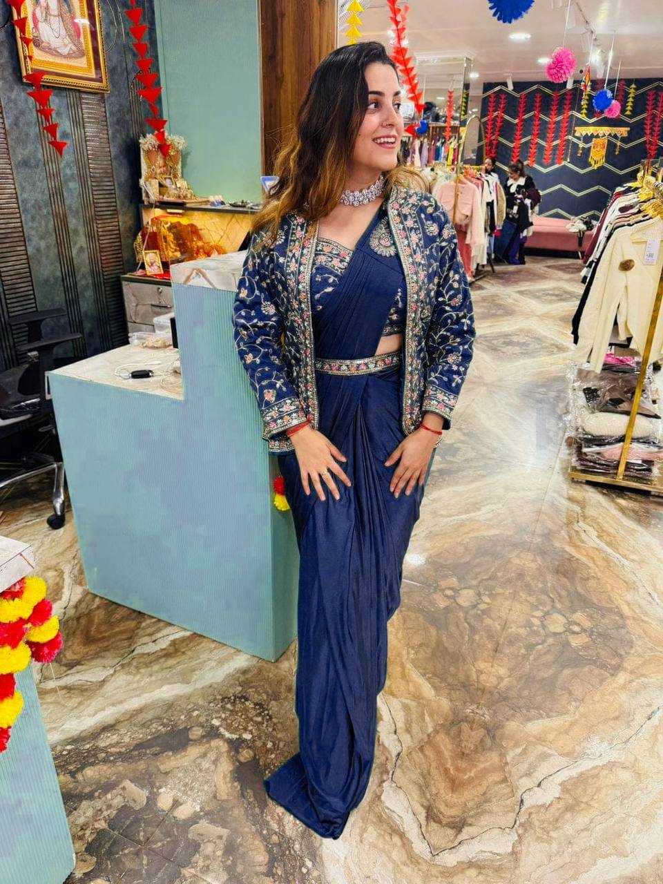 Ynf Rangoli Silk RIN215 1078 Sarees Wholesale Ready To Wear Sarees Party Wear Sarees Saree with Belt Manufacturer- Kapda Export