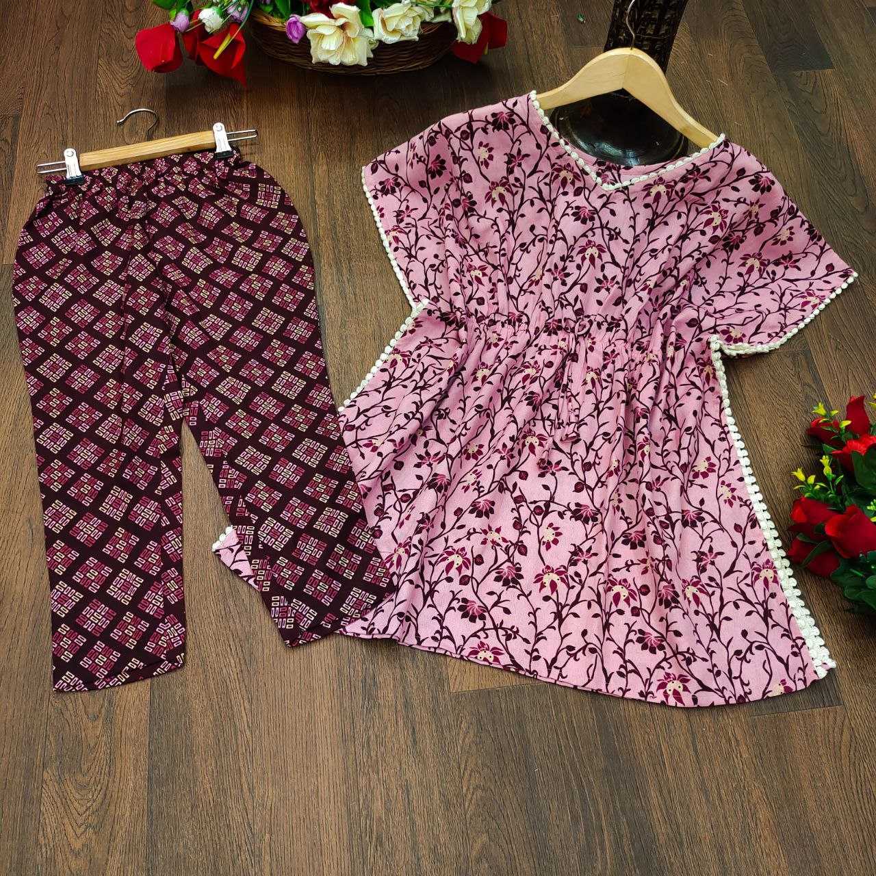 Ynf Rayon KESH461 Kiyara Kids Wear Wholesale Kids Frocks Top & Pant Girls Frock Manufacturer- Kapda Export