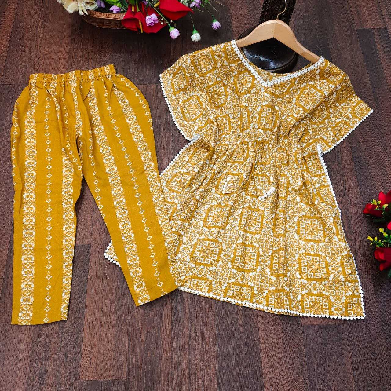 Ynf Rayon KESH461 Kiyara Kids Wear Wholesale Kids Frocks Top & Pant Girls Frock Manufacturer- Kapda Export